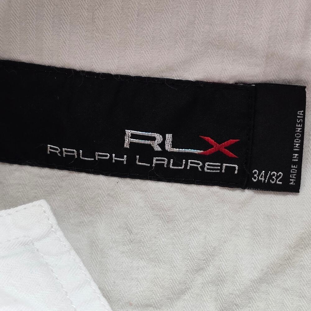 RLX Ralph Lauren Pants Mens 34x32 (35x32) Khaki Seersucker Golf Stretch *FLAW*